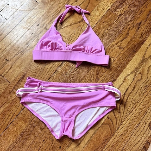 Victoria’s Secret Lavender Halter Top Bikini Belted Bottom Sz M - Picture 1 of 14